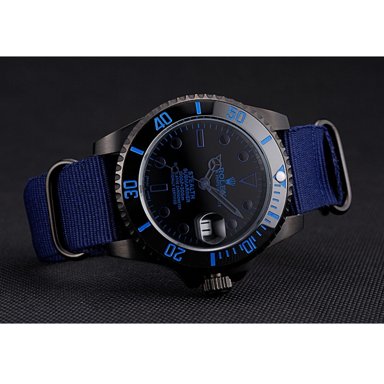 Good copy rolex watches Stealth Blue 622008 Nylon Rolex Submariner Strap 0523